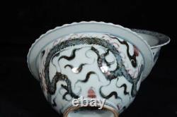 A Pair Beautiful Chinese Handmade Painting Underglaze Red Porcelain Dragon Bowl