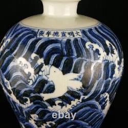 A Pair Chinese Blue&white Porcelain Hand-Painted Exquisite Vases 14913