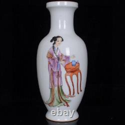 A Pair Chinese Enamel Porcelain HandPainted Exquisite Figure Vase 21627