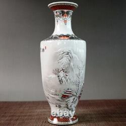 A Pair Chinese Pastel Porcelain HandPainted Exquisite Snowy scenery Vase 20914