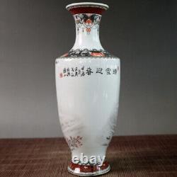 A Pair Chinese Pastel Porcelain HandPainted Exquisite Snowy scenery Vase 20914