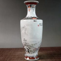 A Pair Chinese Pastel Porcelain HandPainted Exquisite Snowy scenery Vase 20914