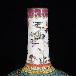 A Pair Chinese Pastel Porcelain HandPainted Exquisite Vase 22473