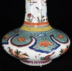 A Pair Chinese Pastel Porcelain HandPainted Exquisite Vase 22473