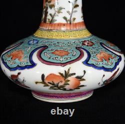 A Pair Chinese Pastel Porcelain HandPainted Exquisite Vase 22473