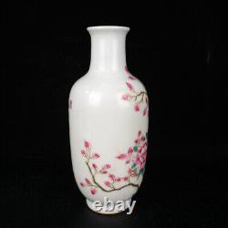 A Pair Chinese Pastel Porcelain Handmade Exquisite Flowers and Birds Vase 12422