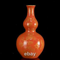 A Pair Chinese Porcelain Gilded Handcarved Exquisite Pattern Vase 14507
