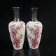 A Pair Chinese Porcelain Hand-painted Exquisite Flowers&birds Vase 14956
