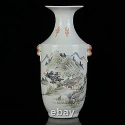 A Pair Chinese Porcelain HandPainted Exquisite Landscape Vase 22158