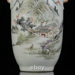 A Pair Chinese Porcelain HandPainted Exquisite Landscape Vase 22158