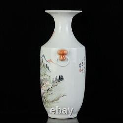 A Pair Chinese Porcelain HandPainted Exquisite Landscape Vase 22158