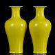 A Pair Chinese Yellow Glaze Porcelain Handmade Exquisite Vase 13780