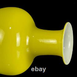 A Pair Chinese Yellow glaze Porcelain Handmade Exquisite Vase 13780