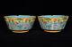 A Pair Fine Collectable Art Handmade Famille Rose Porcelain Flowers Plants Bowl