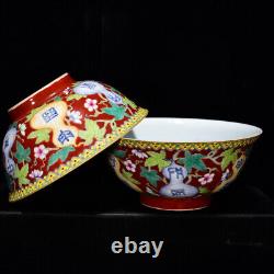 A Pair FineCollectable Art Handmade Painting Famille Rose Porcelain Flowers Bowl