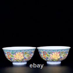 A Pair NiceCollectable Art Handmade Painting Famille Rose Porcelain Bowl