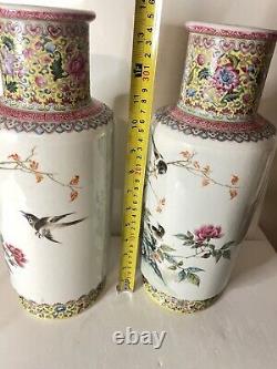 A Pair Of Antique Chinese Famille Rose Porcelain Vases