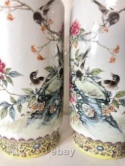 A Pair Of Antique Chinese Famille Rose Porcelain Vases