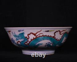 A Pair Vivid Chinese Hand Painting Dou Polychrome Porcelain Dragon Bowl