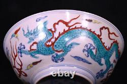 A Pair Vivid Chinese Hand Painting Dou Polychrome Porcelain Dragon Bowl