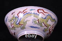 A Pair Vivid Chinese Hand Painting Dou Polychrome Porcelain Dragon Bowl