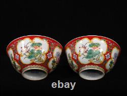 A Pair Vivid Collectable Art Handmade Painting Famille Rose Porcelain Plant Bowl