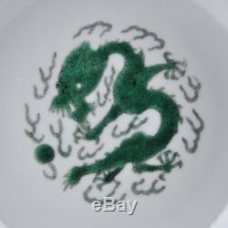 A Perfect Chinese Porcelain Green Dish With Five Claw Dragon Circa 1900