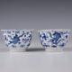 A Perfect Pair Blue & White Chinese Porcelain 18th Century Kangxi Period Cups