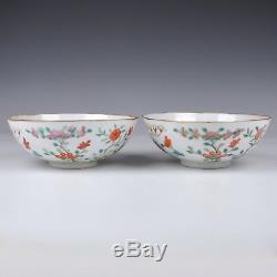 A Perfect Pair Of Chinese Porcelain 19th Century Famille Rose Bowls