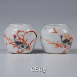 A Perfect Pair Of Chinese Porcelain Bird Feeder Feeders From Ca 1900