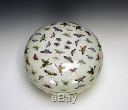 A Very Rare Chinese Famille Rose Butterfly Heavy Porcelain Box Marked
