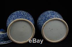 A pair Beautiful Chinese blue and white porcelain vase jar pot with cover