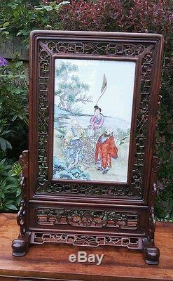 A rare Chinese porcelain mounted table screen #20150017