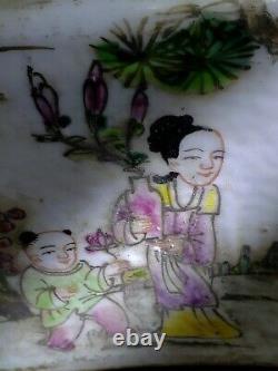 ANTIQUE CHINESE Hand Painted Famille Rose PORCELAIN PILLOW