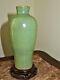 Antique Chinese Ming Dynasty Longquan Celadon Porcelain Vase With Wooden Stand
