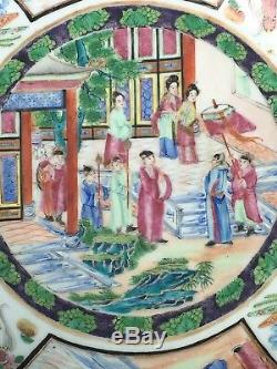 ANTIQUE CHINESE PORCELAIN CANTON FAMILLE ROSE MEDALLION LARGE BOWL 19thC