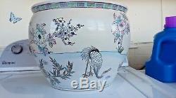 ANTIQUE Chinese Famille Porcelain 12 FISHBOWL PLANTER Vase Cachepot Crock