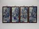 Amazing Set Of 4 Large Chinese Blue And White Porcelain Plaques Of Immortals 34