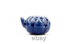 An Antique Chinese Porcelain Blue Glazed Lotus Form Waterpot