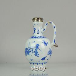 Antique 17C Chinese Porcelain Jug Ewer Transitional Chongzhen Flowers