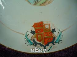 Antique 18C Chinese export famille rose armorial porcelain plate 10