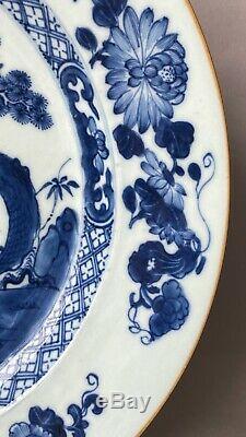 Antique 18th C Chinese Export Blue and White Porcelain Plate charger Qianlong