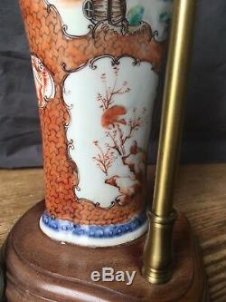 Antique 18th C Chinese Export Porcelain Vase Lamp Qianlong Qing