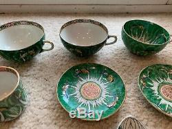 Antique 18th Century Chinese Export Porcelain Butterfly Cabbage Plate Cup Lot