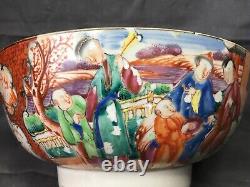 Antique 18th Century Chinese Export Porcelain Punch Bowl qianlong period