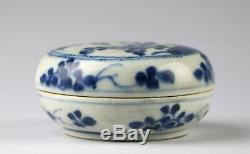 Antique 18thC Chinese Qing Yongzheng Blue & White Ca Mau Porcelain Box Cover 1