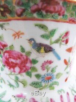 Antique 19 Century Chinese Flowers, Butterfly and Birds Porcelain Vase