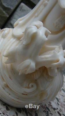 Antique 19c Chinese White Porcelain Quan-yin On A Dragon Statue With The Lotus