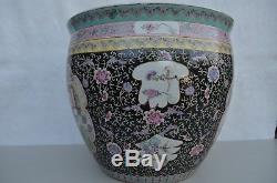 Antique 19th 20th Century Chinese Porcelain Famille fish bowl Planter BIG