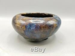 Antique 19th C Chinese Blue & Copper Flambe Glaze Porcelain Censer Tripod Bowl